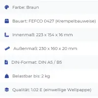 Großbrief-Karton 23x16x2 cm braun DIN A5 Faltschachtel