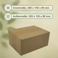 Karton 20x15x9 cm für Hermes Päckchen & GLS XS Paket Versandkarton 200 x 150 x 90 mm Faltkarton Fefco 0201