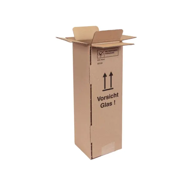 Flaschenkarton 105 x 105 x 360 mm für 1 Flasche inkl. Fixiereinlage