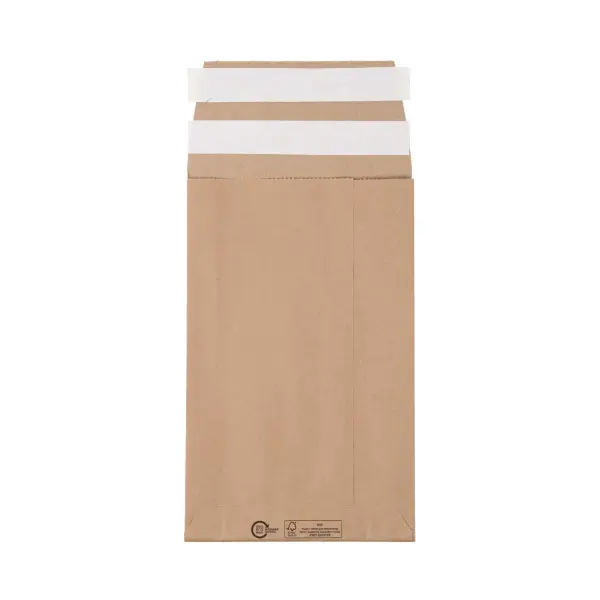 Retouren-Versandtasche aus Papier 300x190x50 mm mit 2 Klebestreifen Aufreißfaden V-boden