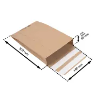 Retouren-Versandtasche aus Papier 300x190x50 mm mit 2 Klebestreifen Aufreißfaden V-boden