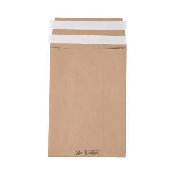 Retouren-Versandtasche aus Papier 350x250x50 mm mit 2 Klebestreifen Aufreißfaden V-boden