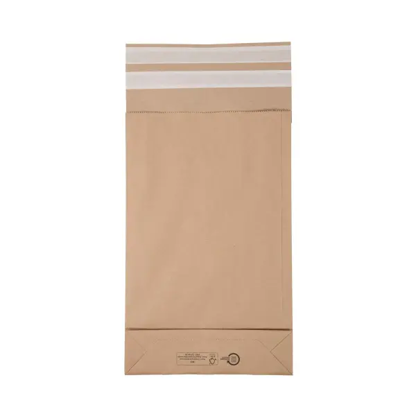 Retouren-Versandtasche aus Papier 410x260x70 mm mit 2 Klebestreifen Aufreißfaden Blockboden