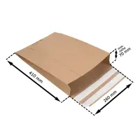 Retouren-Versandtasche aus Papier 410x260x70 mm mit 2 Klebestreifen Aufreißfaden V-boden