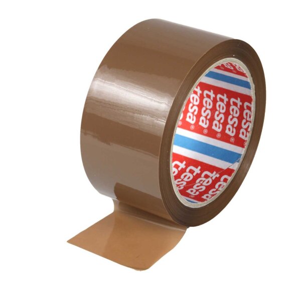 Tesa PP-Packband braun - Acrylatkleber - 66 m Länge - 50 mm Breite - 45 my Stärke - low-noise