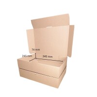 Faltschachtel DHL Kleinpaket 350x250x80 mm (345x245x74 mm) braun Fefco 0426