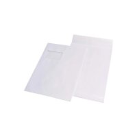100 Faltentaschen DIN C4 229 x 324 x 20 mm - mit Fenster...