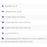 Karton 20x15x15 cm für Hermes Päckchen & GLS XS Paket DIN A6 Versandkarton 200 x 150 x 150 mm - Faltkarton Fefco 0201