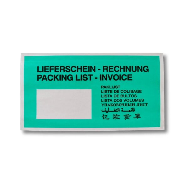 Lieferscheintaschen DIN LANG Kraftpapier grün - 1000 Stück
