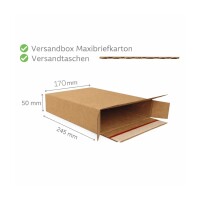 Maxibriefkarton 245 x 170 x 50 mm braun DIN A5 - Selbstklebeverschluss & Aufreißfaden