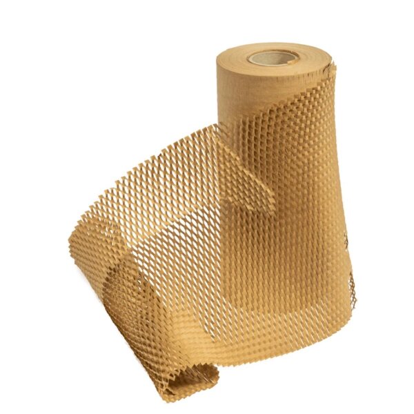 Wabenpapier Rolle 50cm x 250m ,80g/m² FSC brown kraft wrap | Honeycomb Papier
