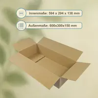 Karton 60x30x15 cm für DHL Päckchen M & DHL Paket bis 2 kg Versandkarton 600 x 300 x 150 mm Faltkarton Fefco 0201