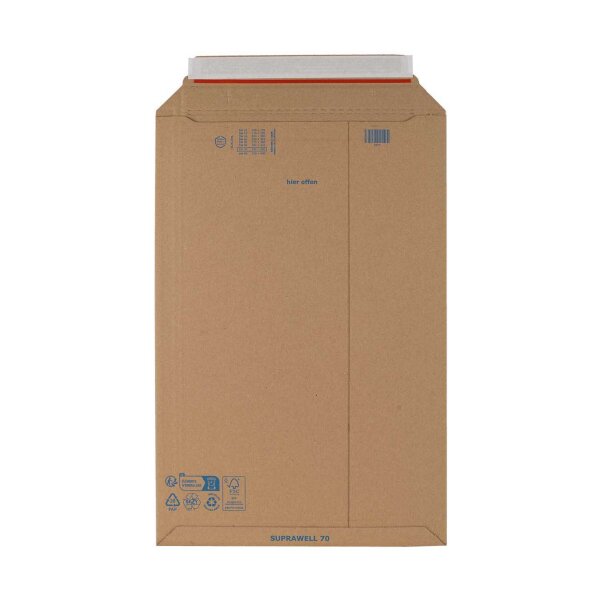 Karton-Versandtasche 490x330 mm Höhenvariabel bis 30 mm Umschlag aus Wellpappe