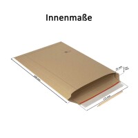 Papp-Versandtasche 250x175 mm Höhenvariabel bis 25 mm Maxibrief- & Großbrief-Umschlag Vollpappe