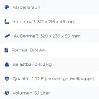 Maxibrief-Karton 320x230x50 mm braun DIN A4