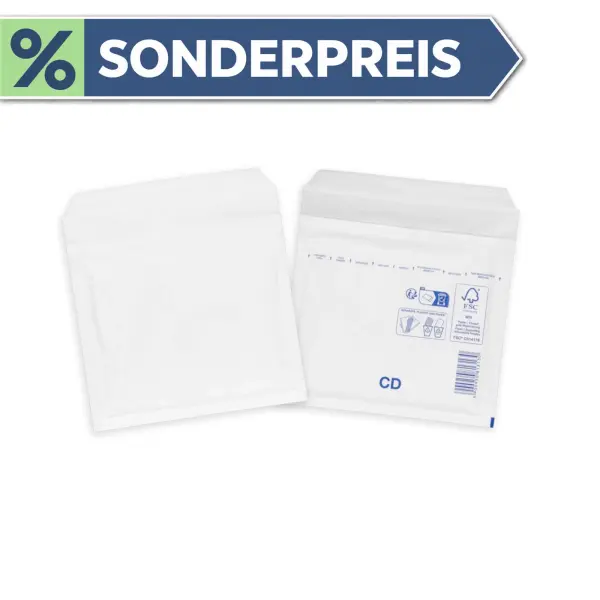 Luftpolsterumschlag 180x165 mm weiß - Luftpolster-Versandtasche CD