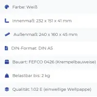 Maxibrief-Karton 240x160x45 mm weiß DIN A5