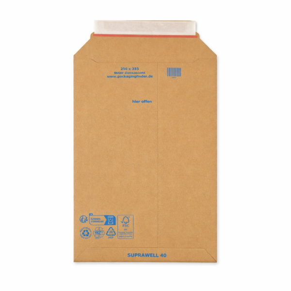 Karton-Versandtasche 353x250 mm variable Höhe bis 60 mm Maxibrief- & Großbrief-Umschlag Wellpappe