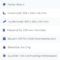 Maxibrief-Karton 350x250x50 mm braun DIN B4