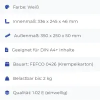 Maxibrief-Karton 350x250x50 mm weiß DIN B4